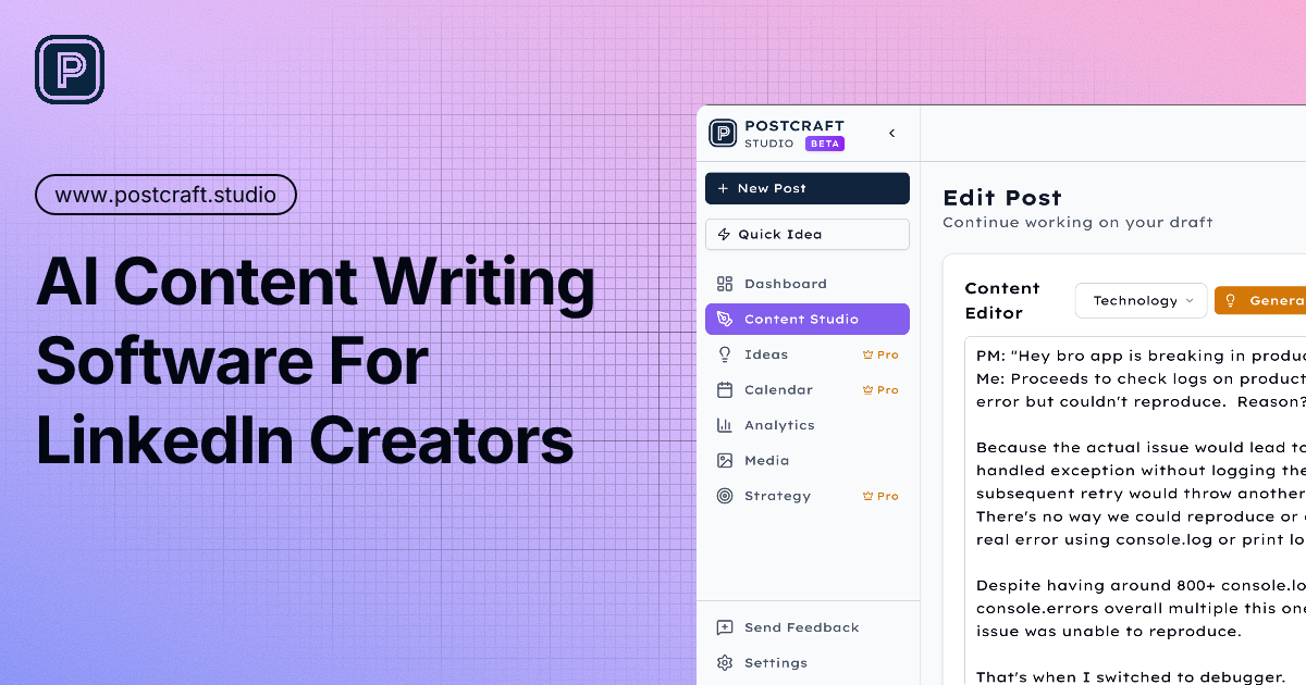 AI Content Writing Software for LinkedIn | Postcraft Studio 2026